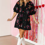 XOXO Tic Tac Toe Cotton Button Up Dress