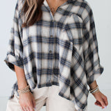 Plaid Button Down Top | Taupe