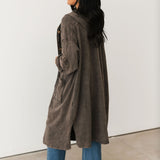 Mineral Wash Corduroy Maxi Coat | Ashed Black
