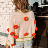 Ivory & Green Knitted Pumpkin Cardigan