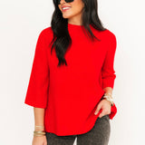 Sofia Mock Neck Sweater | Red