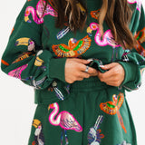 Dark Green Multi Bird Sweatshirt | Queen Of Sparkles