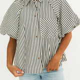 Essential Stripe Blouse | Black