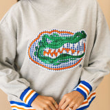 Licensed Florida Grey Gingham Mascot Mock Neck Sweatshirt | Queen Of Sparkles