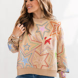 Tan Multi Star Sweatshirt | Queen Of Sparkles