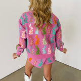 Purple Multi Easter Bunny Sweatshirt | Queen Of Sparkles