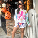 Grey And Neon Multi Skeleton Sweatshirt | Queen Of Sparkles