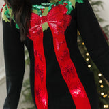 Sequin Wreath With Bow Knit Midi Dress | Queen Of Sparkles