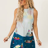 Multi Firework Over Boats Tank Dress | Queen Of Sparkles