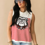 Licensed UGA Mascot Striped Knit Tank | Queen Of Sparkles