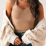 Fallen For Lace Tank | Almond