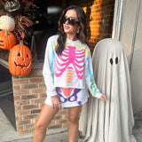 Grey And Neon Multi Skeleton Sweatshirt | Queen Of Sparkles