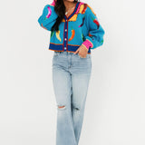 Royal Blue Multi Chili Pepper Cardigan | Queen Of Sparkles