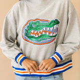 Licensed Florida Grey Gingham Mascot Mock Neck Sweatshirt | Queen Of Sparkles
