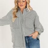 Striped Button Down Shirt | Black