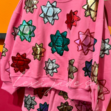 Pink Metallic Present Bows Sweatshirt