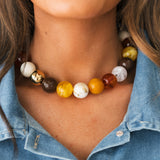 Dora Beaded Necklace | Brown Mix
