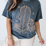 Cowboy Boots & Rose Graphic Tee