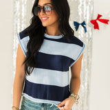 Liberty Stripe Sweater Top | Blue