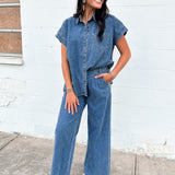 Stitched Wide Leg Pants | Denim