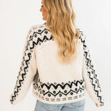 Printed Sweater Cardi | Oatmeal Black