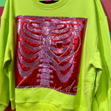 Lime Green Grinch Heart Xray Sweatshirt | Queen Of Sparkles