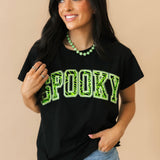Black & Neon Green Spider Web 'Spooky' Tee | Queen Of Sparkles