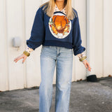 Navy Polka Dot Collar Turkey Sweatshirt | Queen Of Sparkles