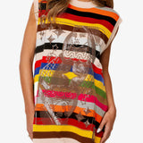 Multi Striped QOS Card Logo Knit Tank Dress | Queen Of Sparkles
