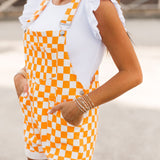 Tailgate Time Short Overalls | Orange Checker