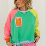 Colorblock QOS Logo Tie Sweatshirt | Queen Of Sparkles