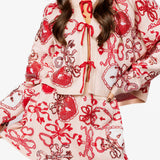 Pale Pink & Red Heart Lock & Key Tie Up Sweater | Queen Of Sparkles