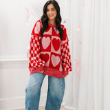 Colorblock Hearts Sweater