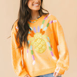 Light Orange Multi Oversized Spider On Web Sweatshirt | Queen Of Sparkles