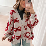 Ribbon Pullover Cardigan | Red