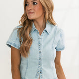 Sammie Collared Button Down Denim Top