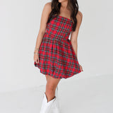 Holiday Plaid Mini Dress | Red