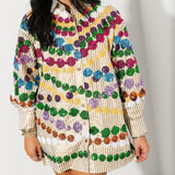 Gold Stripe Mega Bead Button Up Collar Cotton Dress | Queen Of Sparkles