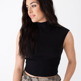 Mock Neck Top | Black