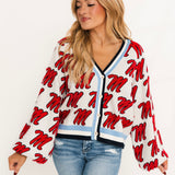 Licensed Ole Miss Knit In Mascot Rhinestone Cardigan | Queen Of Sparkles
