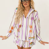 Multi Stripe Sunglasses Cotton Button Up Top | Queen Of Sparkles