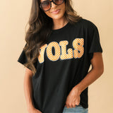 Licensed Tennessee Black Patterned Letters Tee | Queen Of Sparkles