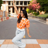 Checker Football Sweater | Orange