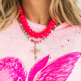 Bailey Beaded Necklace | Hot Pink