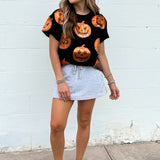 Black & Orange Metallic Pumpkin Tee