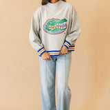 Licensed Florida Grey Gingham Mascot Mock Neck Sweatshirt | Queen Of Sparkles