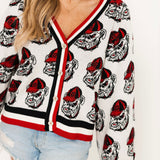 Licensed UGA Knit In Mascot Rhinestone Cardigan | Queen Of Sparkles