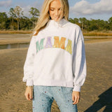 Grey Multi 'Mama' Mock Neck Sweatshirt | Queen Of Sparkles