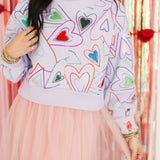 Lavender Groovy Heart Mock Neck Sweatshirt | Queen Of Sparkles