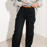 Phoebe Barrel Jeans | Black